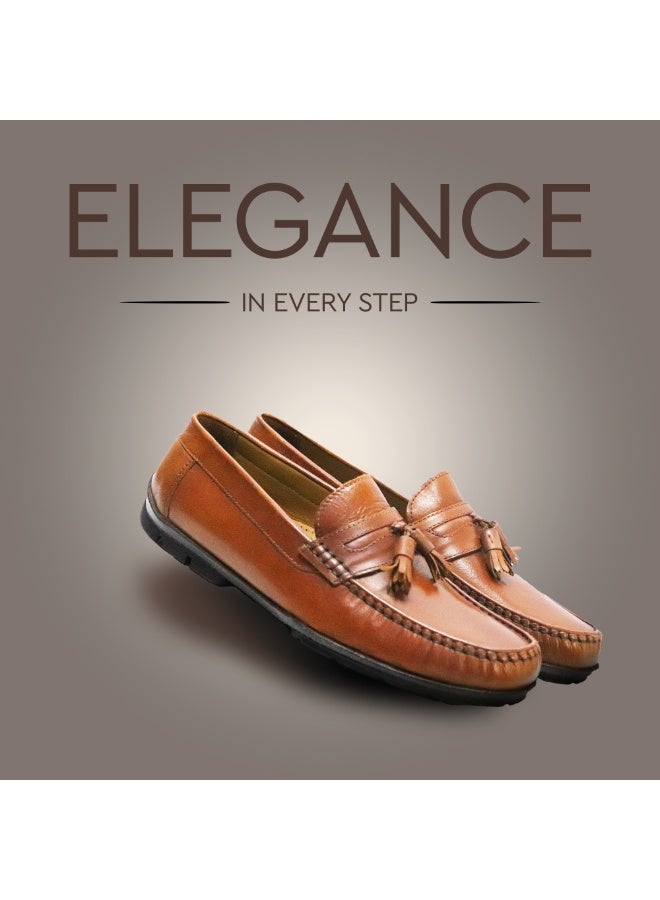 MONT HAWK Men’s Genuine Leather Tassel Moccasin Loafers – Handstitched Slip-On Penny Loafers with Cushioned Insole & Durable TPR Sole for Office, Business, Casual, Driving & Wedding Wear - Image 4