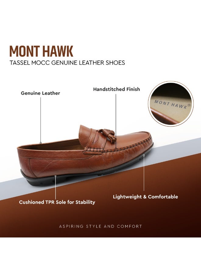 MONT HAWK Men’s Genuine Leather Tassel Moccasin Loafers – Handstitched Slip-On Penny Loafers with Cushioned Insole & Durable TPR Sole for Office, Business, Casual, Driving & Wedding Wear - Image 2