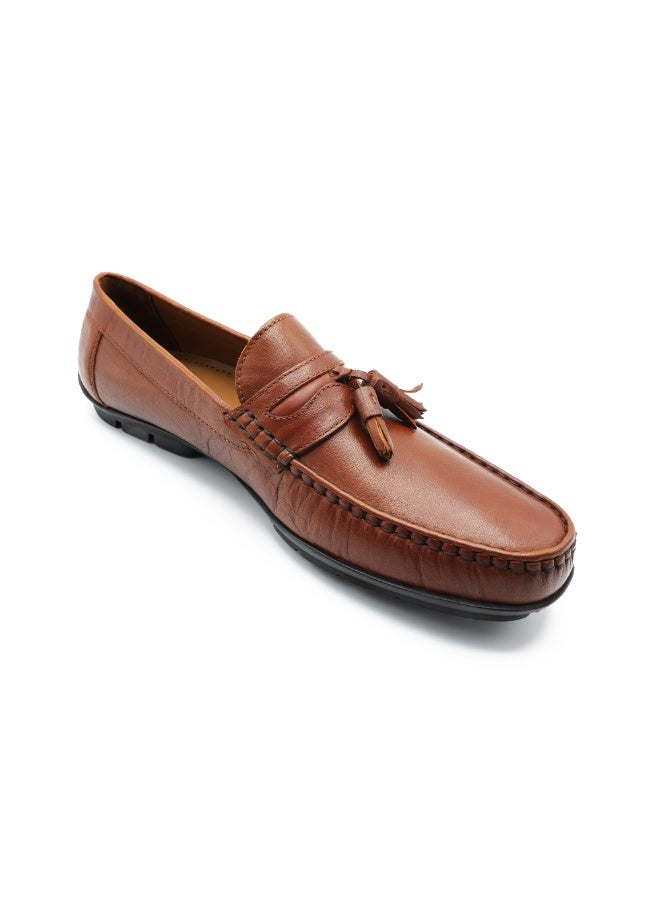 MONT HAWK Men’s Genuine Leather Tassel Moccasin Loafers – Handstitched Slip-On Penny Loafers with Cushioned Insole & Durable TPR Sole for Office, Business, Casual, Driving & Wedding Wear - Image 1