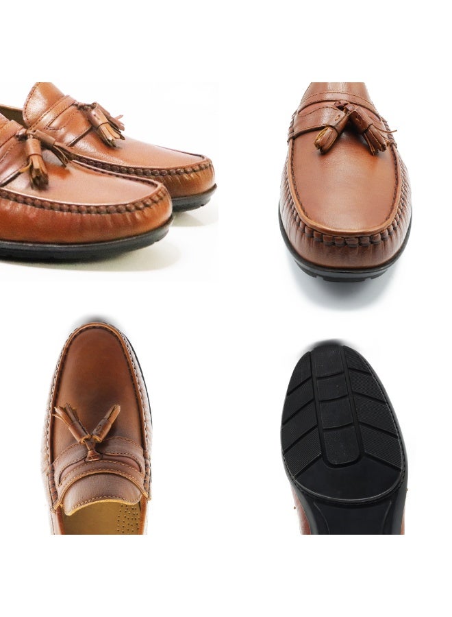 MONT HAWK Men’s Genuine Leather Tassel Moccasin Loafers – Handstitched Slip-On Penny Loafers with Cushioned Insole & Durable TPR Sole for Office, Business, Casual, Driving & Wedding Wear - Image 3