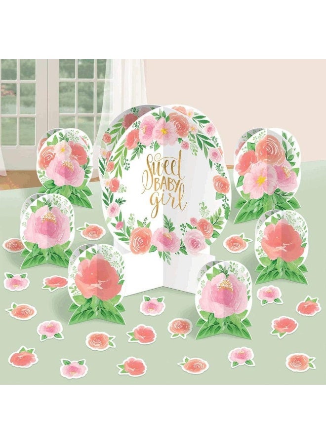 Amscan Baby Shower - Floral Baby Girl Table Decorating Kit