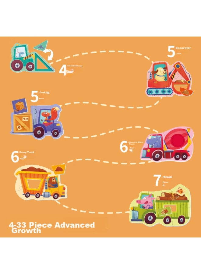 Toi Children's Puzzle Toy, Early Education For Toddlers, Large Paper Puzzle, Boys' Toy, Girls' Birthday Gift, For 2-3 Year Old Babies, Shapes And Construction Vehicles - Image 3