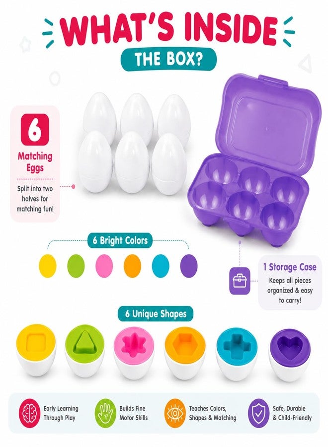 Toymate Smarty Eggs Matching Puzzle Egg Sorter Set for Toddlers 18M+ | Shape & Color Matching Learning Toy | Montessori Educational Gift for Boys & Girls | Fine Motor Skills Toy - Image 4