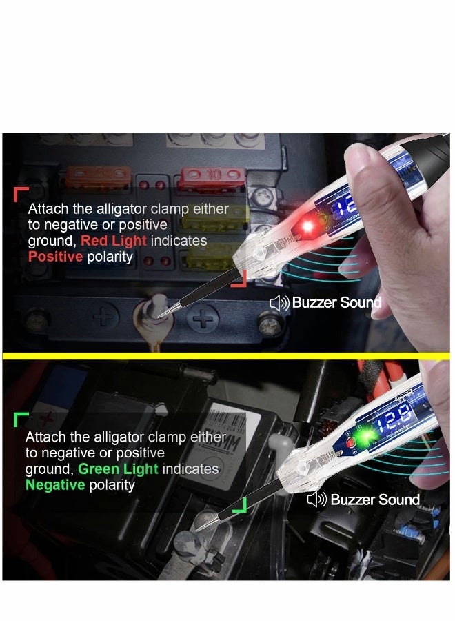 Premium LED Bulb Automotive Circuit Tester, 4-60V Test Light with 102 Inch PU Extended Spring Wire, Sharp Hard Steel Probe Vehicle Circuits Low DC Voltage Tester  - Image 2