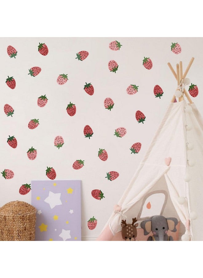 THEYGE Strawberry Wall Decal Vintage Retro Fruit Wall Stickers Boho Nursery Decals for Wall Strawberries Stickers Removable Boho Wall Stickers for Kids Baby Room Bedroom Kitchen Decor - Image 2