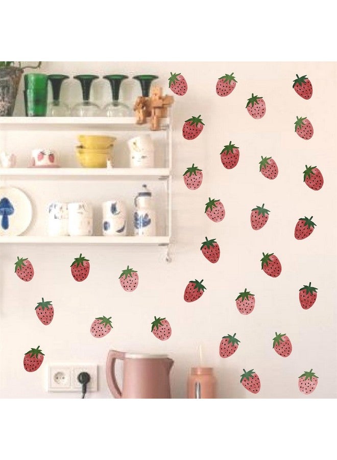 THEYGE Strawberry Wall Decal Vintage Retro Fruit Wall Stickers Boho Nursery Decals for Wall Strawberries Stickers Removable Boho Wall Stickers for Kids Baby Room Bedroom Kitchen Decor - Image 4