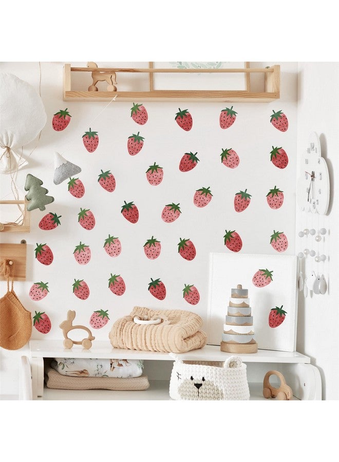 THEYGE Strawberry Wall Decal Vintage Retro Fruit Wall Stickers Boho Nursery Decals for Wall Strawberries Stickers Removable Boho Wall Stickers for Kids Baby Room Bedroom Kitchen Decor - Image 1