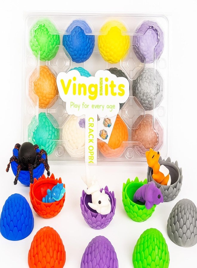 Vinglits Mystery Eggs – 3D Printed Animal Fidget Toys – Collectible Fidget Toys – Farm, Wild, Aqua, Bug, and Fantasy Themes – Packs of 2, 6, or 12 – Fun for Kids & Gifting (Aqua Squad, Pack of 12) - Image 1