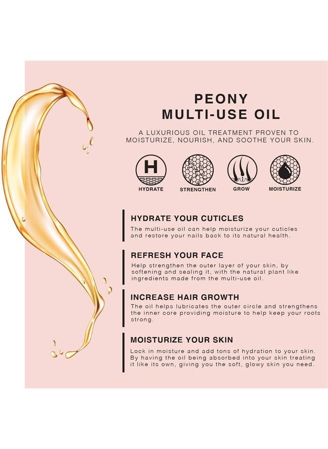 Provence Beauty - Peony Multi-Use Oil for Face, Body and Hair - Organic Blend of Apricot, Vitamin E and Sweet Almond Oil Moisturizer for Dry Skin, Scalp & Nails - Rose Petals & Bergamot Essential Oil - - Image 1