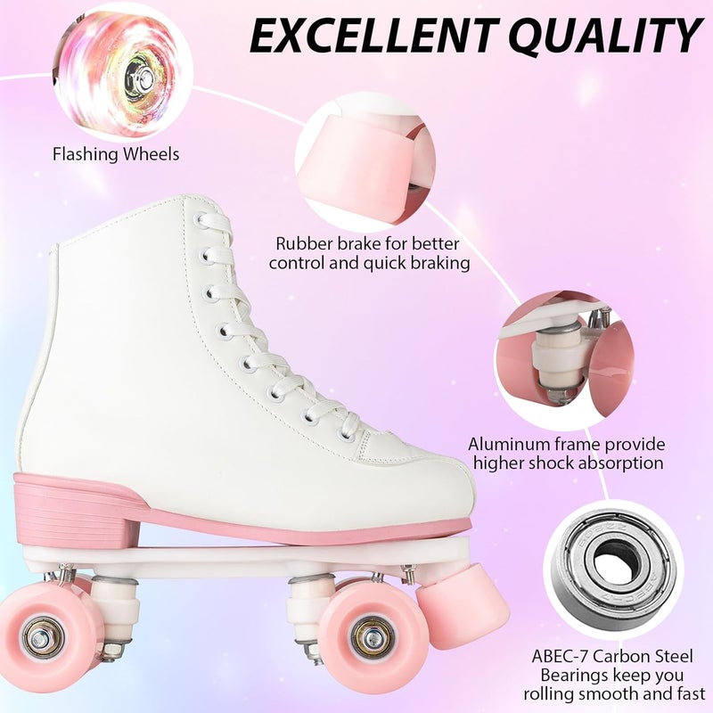 XUDREZ Classic High-top Light-Up Roller Skates for Adults - Unisex Outdoor Skating - Image 4