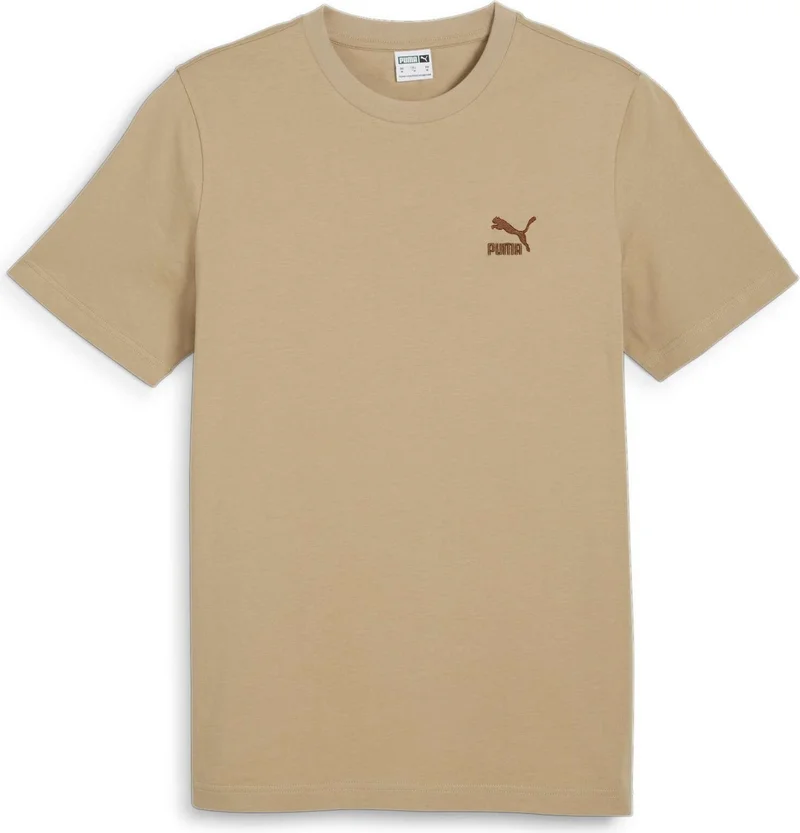 PUMA Men's Prairie Tan Classics Small Logo Tee Light Brown Men's T-Shirt