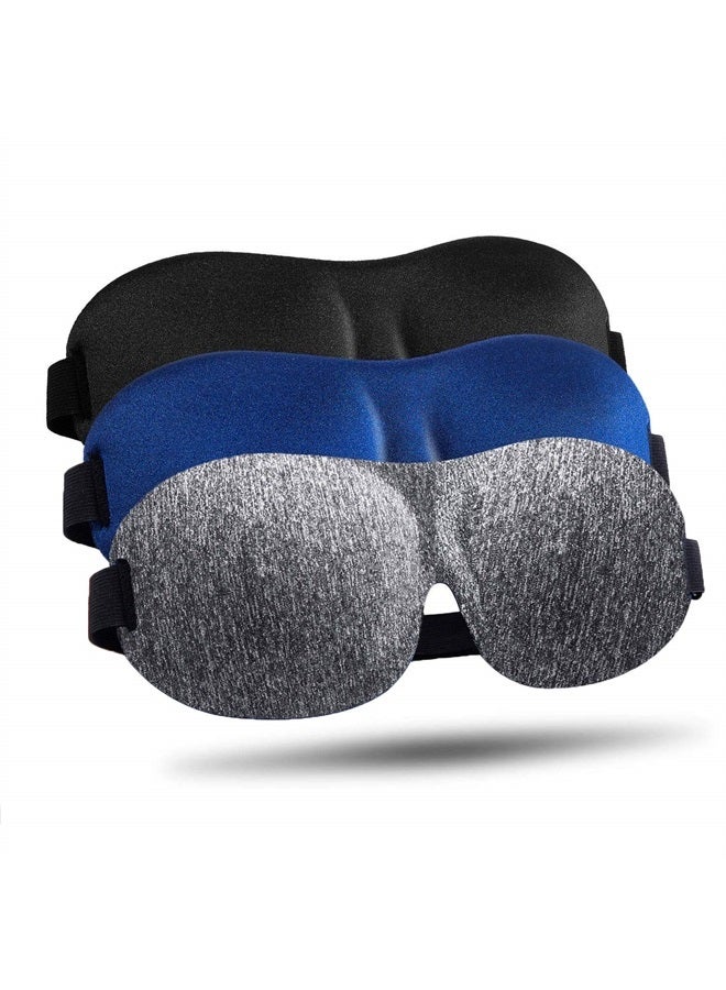 LKY DIGITAL قناع نوم للذين ينامون على الجانب 3 عبوات، قناع عين ثلاثي الأبعاد 100% يحجب الضوء للنوم، قناع ليلي للرجال والنساء - Image 1