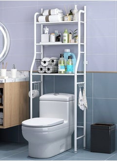 RollsTimi  3 Layer Shelf Over Toilet Storage Bathroom Shelving White  - Image 1