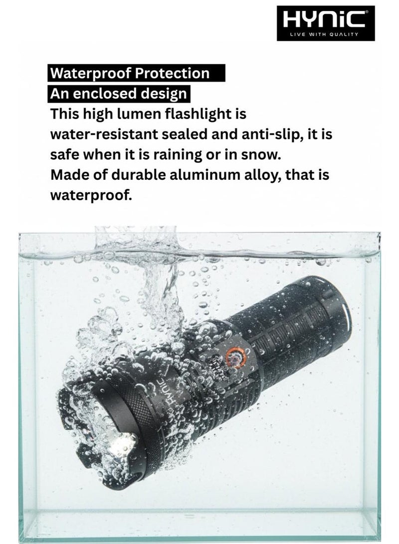 Hynic Tactical Flashlight – 5000 Lumens Ultra-Bright Torch, 12,000mAh Power Bank, Zoomable, IPX6 Waterproof, Aircraft Aluminum Rechargeable Light for Camping, Hiking & Emergencies - Image 3