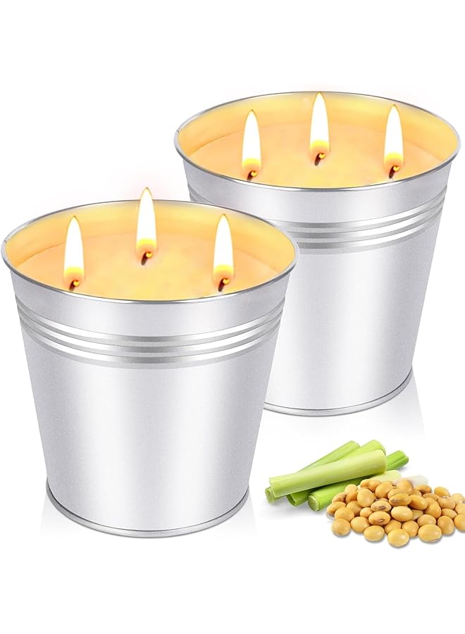 Citronella Candles Outdoor Large 2 X 20Oz Citronella Candle For Home Patio Up To 120Hours Burning 3 Wick Natural Soy Wax Candle For Outside Garden Yard Balcony Summer Camping Candle - Image 1