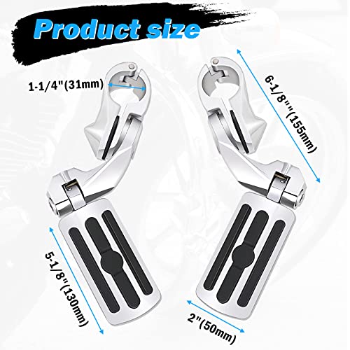 KONDUONE Motorcycle Highway Pegs Foot Rests fit 1.25" Engine Guard Parts Replacement for 1 1/4 Harley Davidson Road Glide, Electra Glide, Road King, Street Glide - Image 4
