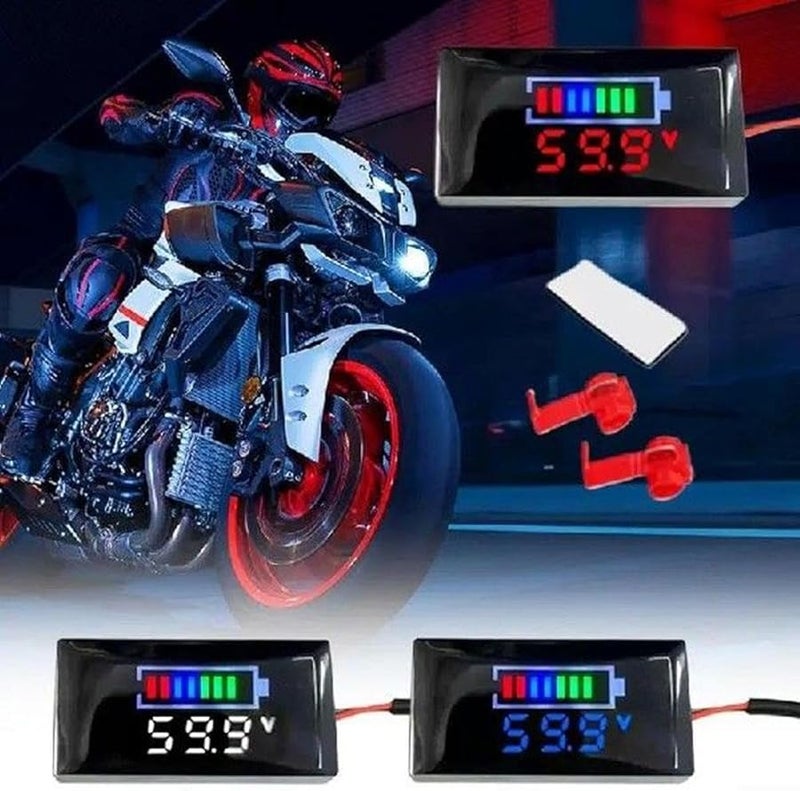 Digital Voltmeter Panel Tester LCD Display DC 7V 100V Battery Monitor for Motorcycle Electric Vehicle with Safety Alarm Bracket Red - Image 5