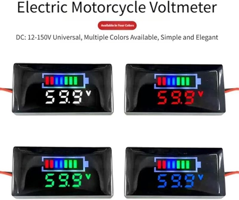 Digital Voltmeter Panel Tester LCD Display DC 7V 100V Battery Monitor for Motorcycle Electric Vehicle with Safety Alarm Bracket Red - Image 3