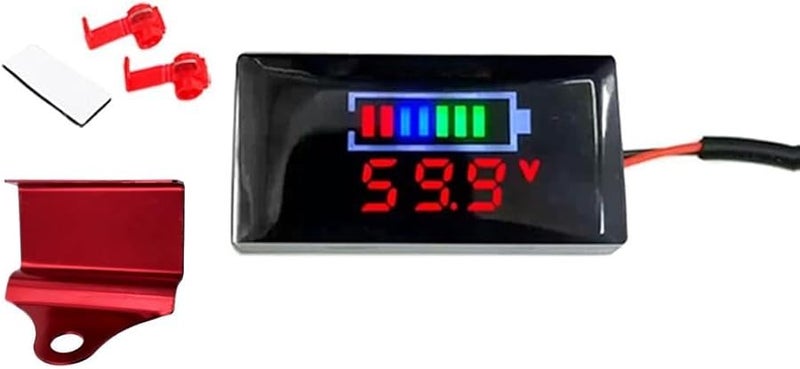 Digital Voltmeter Panel Tester LCD Display DC 7V 100V Battery Monitor for Motorcycle Electric Vehicle with Safety Alarm Bracket Red - Image 2