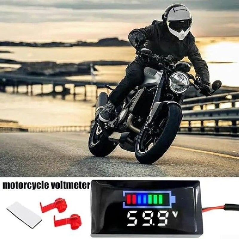 Digital Voltmeter Panel Tester LCD Display DC 7V 100V Battery Monitor for Motorcycle Electric Vehicle with Safety Alarm Bracket Red - Image 4
