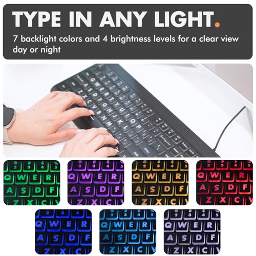 X9 Performance X9 Large Print Backlit Computer Keyboard - Easy to See Big Letters - Lighted USB Wired Keyboard with 7-Colors Backlight LED, Full Size Oversized Light Up Keyboard for Windows, PC, Laptop, Desktop - Image 3