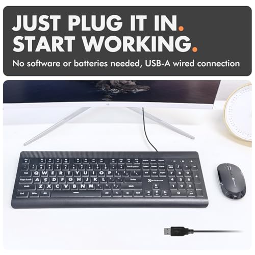 X9 Performance X9 Large Print Backlit Computer Keyboard - Easy to See Big Letters - Lighted USB Wired Keyboard with 7-Colors Backlight LED, Full Size Oversized Light Up Keyboard for Windows, PC, Laptop, Desktop - Image 5