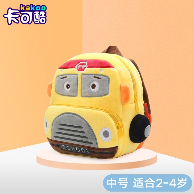 Plush Kids Backpack, Medium School Bus Vehicle Design, Soft Lightweight School Bag for Toddlers and Preschool Kids - Image 5