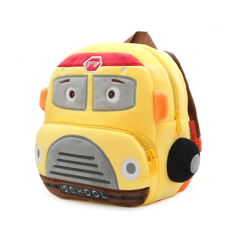 Plush Kids Backpack, Medium School Bus Vehicle Design, Soft Lightweight School Bag for Toddlers and Preschool Kids - Image 3