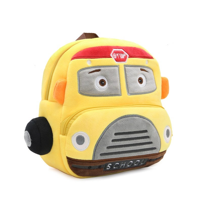 Plush Kids Backpack, Medium School Bus Vehicle Design, Soft Lightweight School Bag for Toddlers and Preschool Kids - Image 1