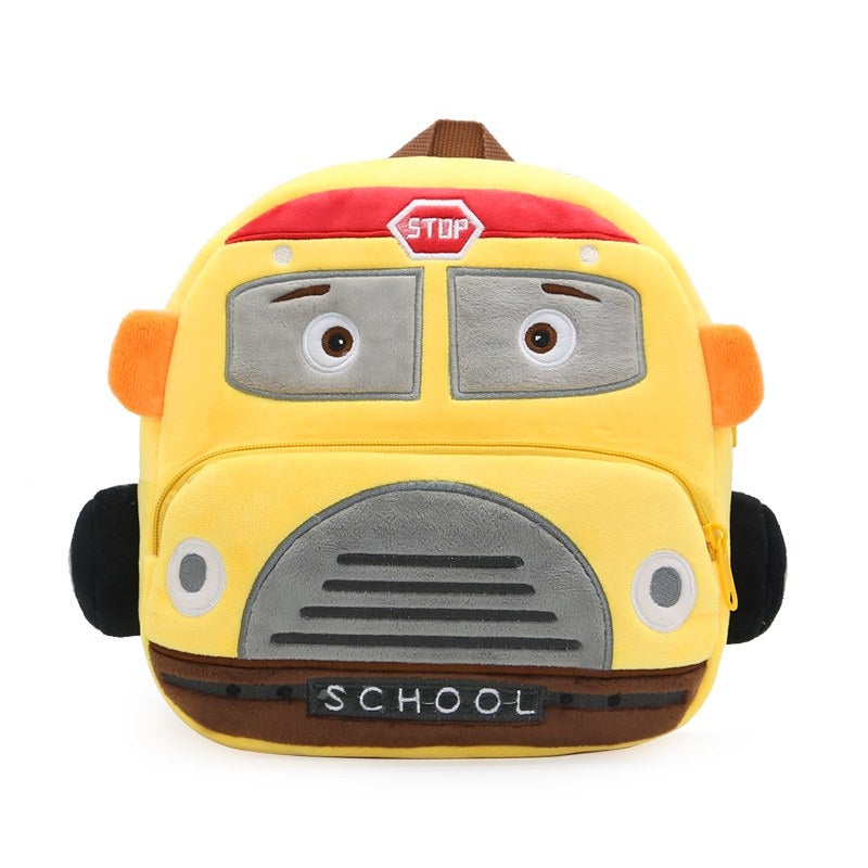 Plush Kids Backpack, Medium School Bus Vehicle Design, Soft Lightweight School Bag for Toddlers and Preschool Kids - Image 2