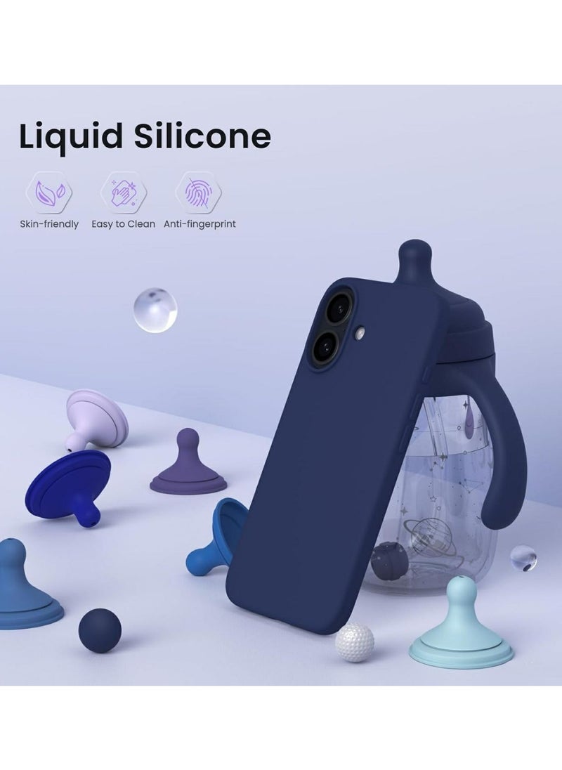 Generic - Silicone Case Compatible with iPhone 16, Slim Liquid Silicone Phone Case with 3-Layer Soft Rubber Shockproof Bumper with TPU Lining (Navy Blue) - Image 1