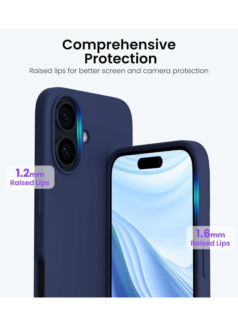 Generic - Silicone Case Compatible with iPhone 16, Slim Liquid Silicone Phone Case with 3-Layer Soft Rubber Shockproof Bumper with TPU Lining (Navy Blue) - Image 1