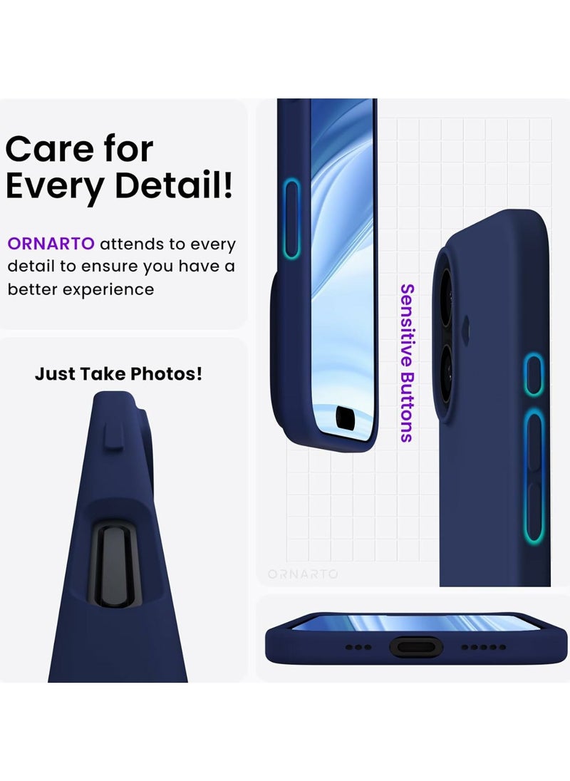 Generic - Silicone Case Compatible with iPhone 16, Slim Liquid Silicone Phone Case with 3-Layer Soft Rubber Shockproof Bumper with TPU Lining (Navy Blue) - Image 1