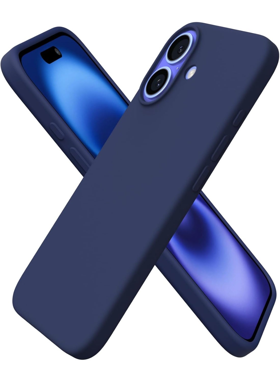 Silicone Case Compatible with iPhone 16, Slim Liquid Silicone Phone Case with 3-Layer Soft Rubber Shockproof Bumper with TPU Lining (Navy Blue)