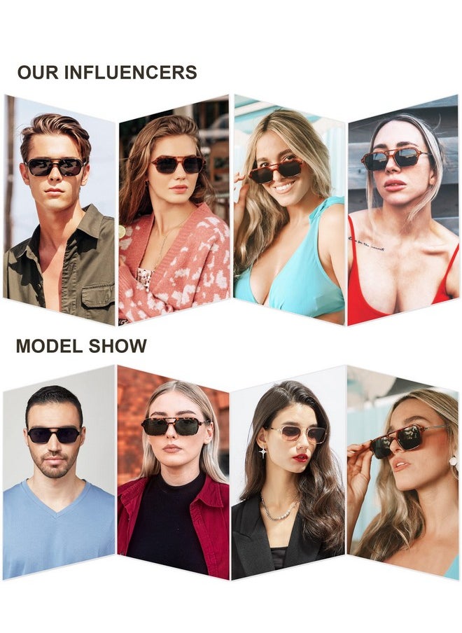 Sojos Vintage Polarized Aviator Sunglasses For Women Men 70S Retro Flat Narraw Rectangular Womens Glasses Sj2186 With Leopard Green Lens  - Image 3