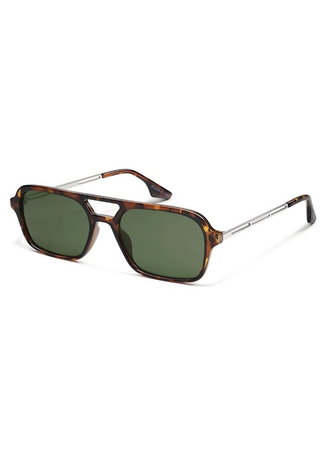 Sojos Vintage Polarized Aviator Sunglasses For Women Men 70S Retro Flat Narraw Rectangular Womens Glasses Sj2186 With Leopard Green Lens  - Image 1