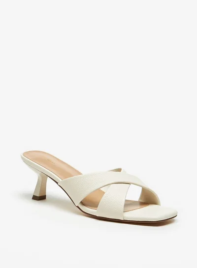 Flora Bella By Shoexpress Cross Strap Slip-On Sandals with Flared Heels