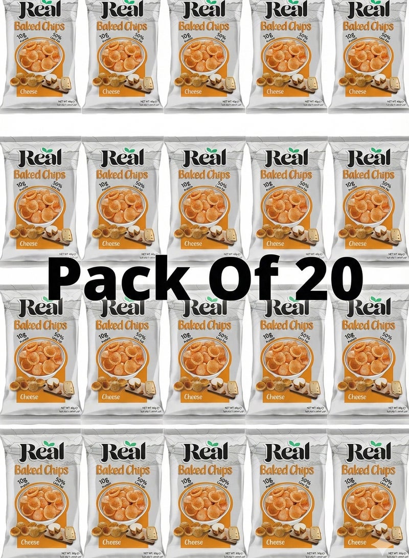 ريل رقائق بطاطس ريل المقرمشة بالجبن - مقرمشة، غنية بالجبن والبروتين، بدون مواد حافظة، 60 غرام (عبوة من 20 قطعة) - Image 1