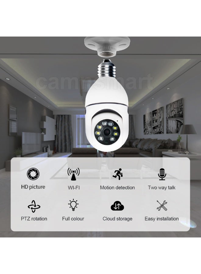 كاميرا لمبة Tuya Smart Life WiFi PTZ، 4 ميجابكسل بإضاءة LED ورؤية ليلية ومحادثة ثنائية الاتجاه - Image 2