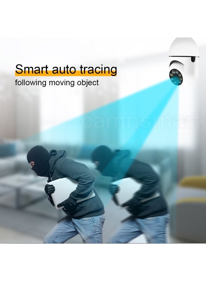 كاميرا لمبة Tuya Smart Life WiFi PTZ، 4 ميجابكسل بإضاءة LED ورؤية ليلية ومحادثة ثنائية الاتجاه - Image 5