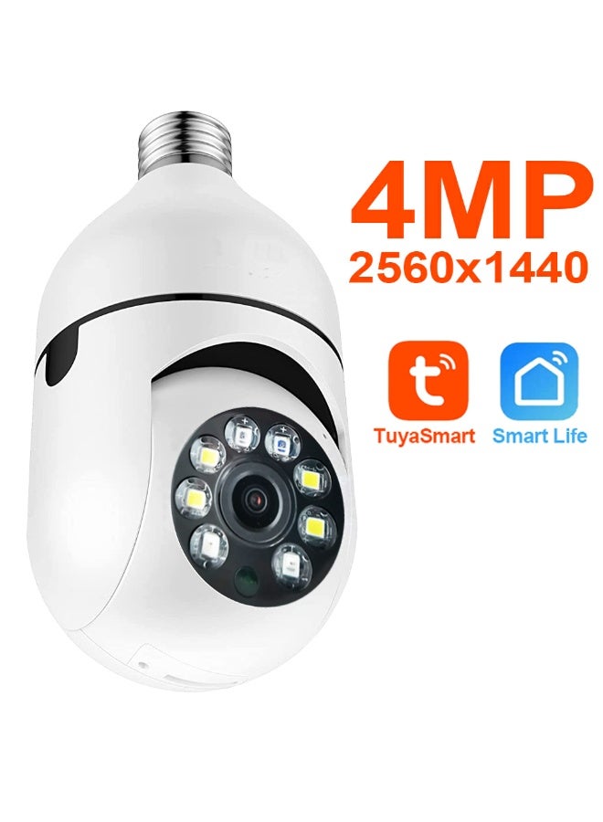 كاميرا لمبة Tuya Smart Life WiFi PTZ، 4 ميجابكسل بإضاءة LED ورؤية ليلية ومحادثة ثنائية الاتجاه - Image 1