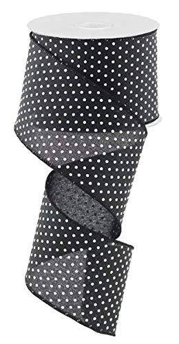 Expressions Black White Raised Swiss Polka Dots Wired Ribbon 25 Inches x 10 Yards