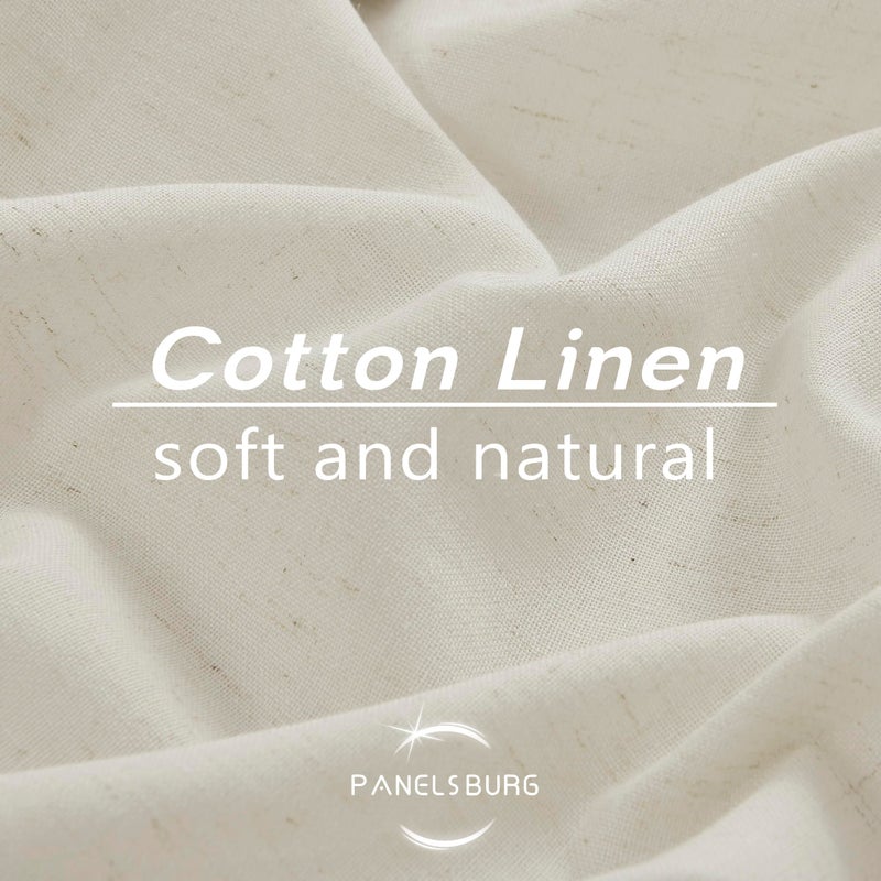 PANELSBURG 90 Inch Curtains for Living Room 2 Panels Set Neutral Cottage Boho Decor Natural Linen Textured Semi Sheer Curtain 90 Inches Long for Bedroom Track System Cream Back Tab Hooks Belt - Image 5