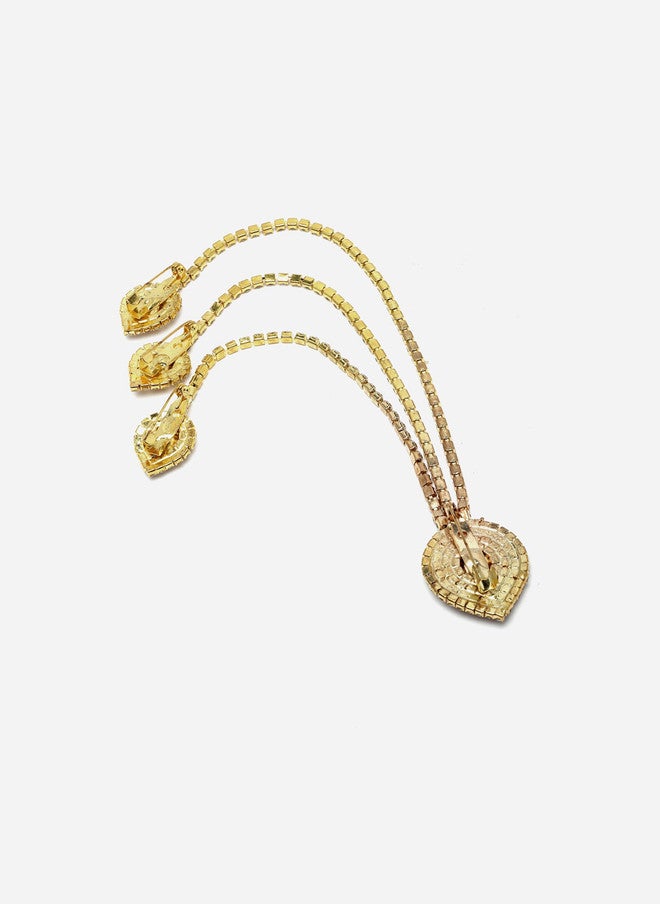 Sanjog Men Stone-Studded Statement American Diamond Brooch Chain Lapel Pin - Image 3