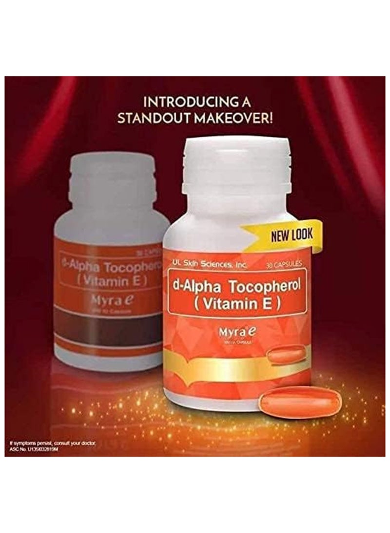 Myra E Vitamin E 400 IU Capsules – Glowing Skin & Hair Health | d-Alpha Tocopherol | 30 Capsules - Image 4