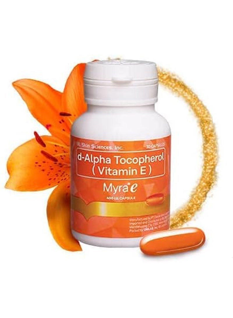 Myra E Vitamin E 400 IU Capsules – Glowing Skin & Hair Health | d-Alpha Tocopherol | 30 Capsules - Image 2