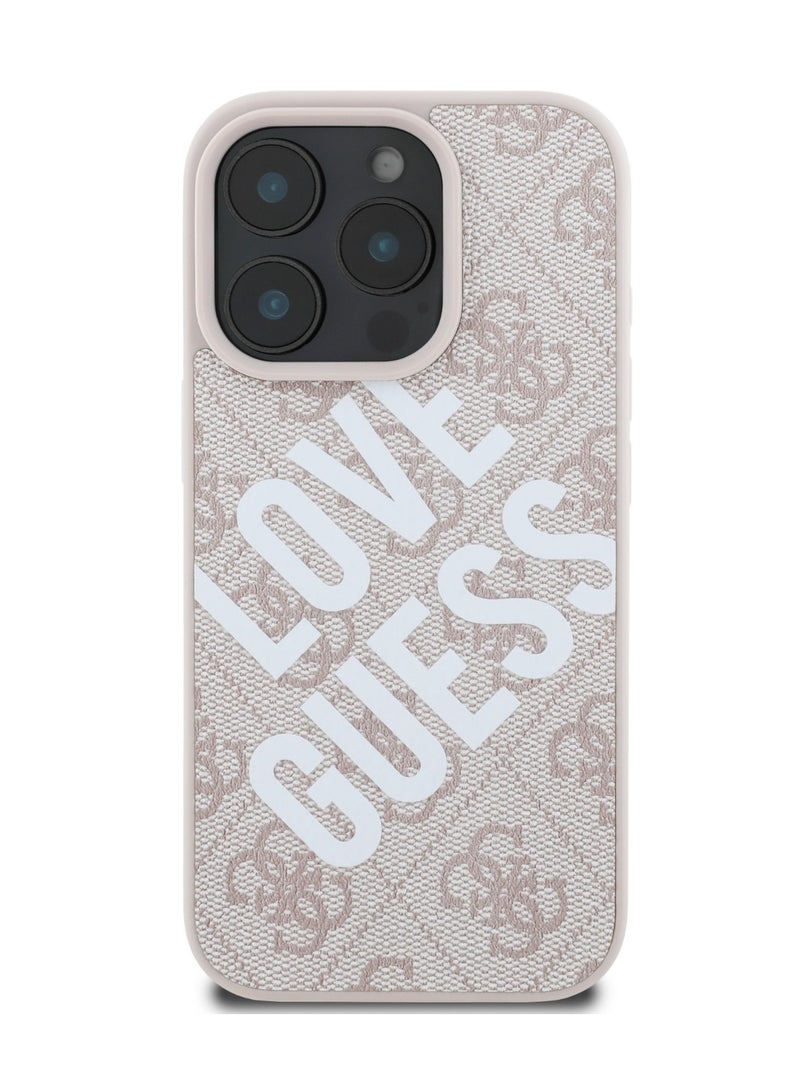 GUESS PU 4G Big Love Guess Logo Case for iPhone 16 Pro - Pink - Image 1