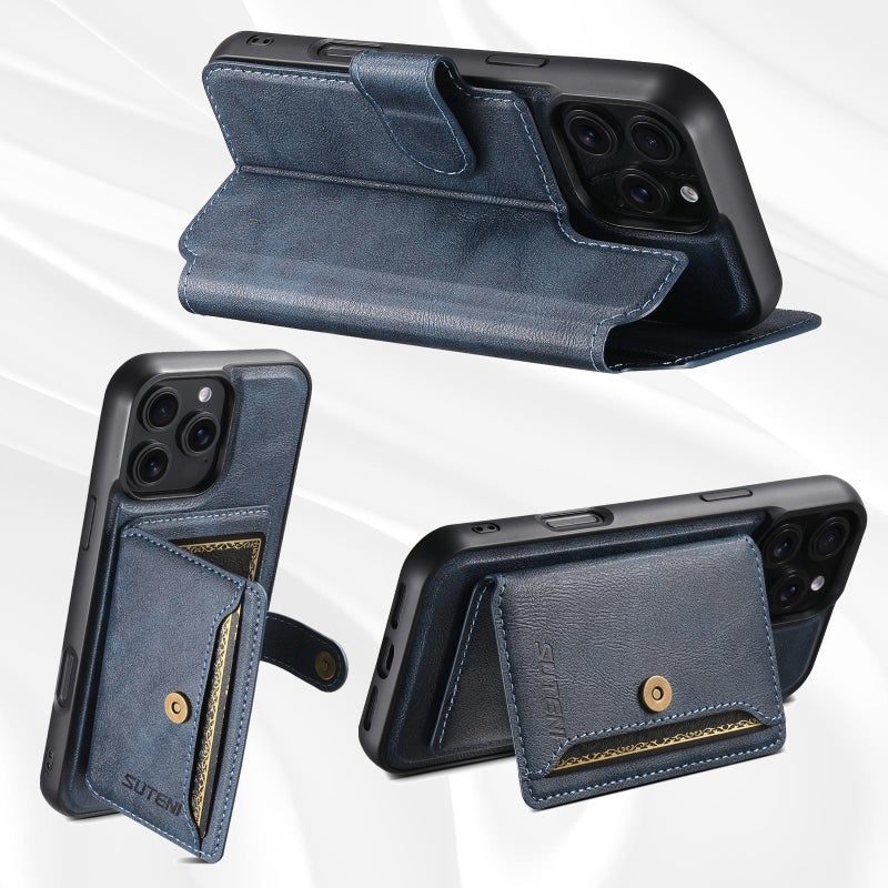 Suteni For Iphone 16 Plus Q05S1 3-In-1 Detachable Wallet Magsafe Leather Phone Case(Blue) - Image 3