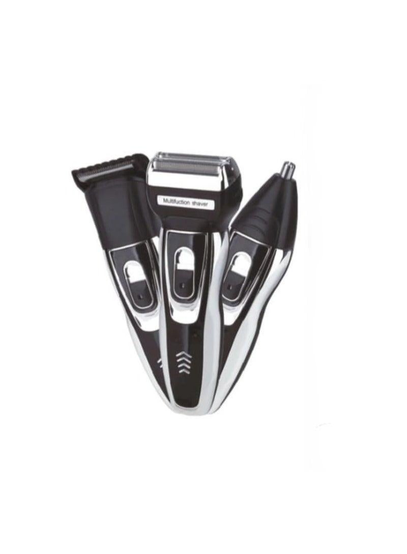 Generic 5558 3-In-1 Rechargeable Electric Trimmer With Bag And Head Black/Silver - Image 2