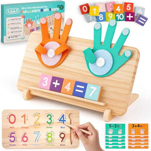 LovesTown Preschool Learning Toys Educational Math Manipulatives Finger Counting Blocks Tracing Number for Toddlers Homeschool Classroom Supplies Birthday Boys Girls Gifts - Image 1
